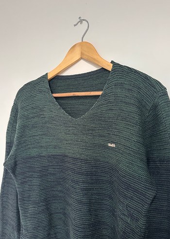 V Yaka Gri Erkek Triko Kazak - Görsel 2