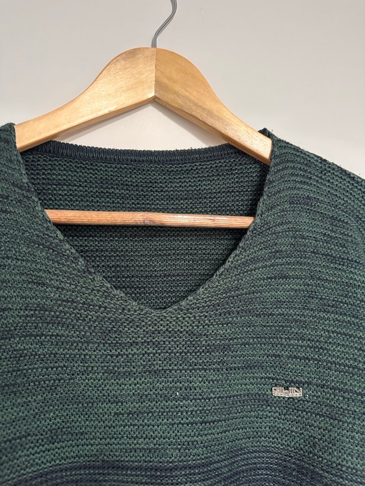 V Yaka Gri Erkek Triko Kazak - Görsel 4