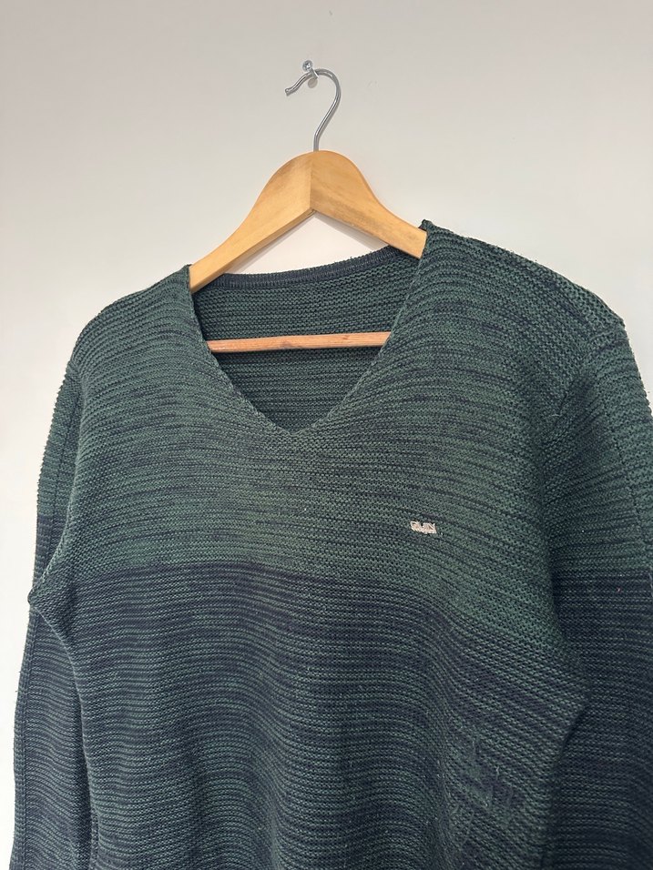 V Yaka Gri Erkek Triko Kazak - Görsel 2