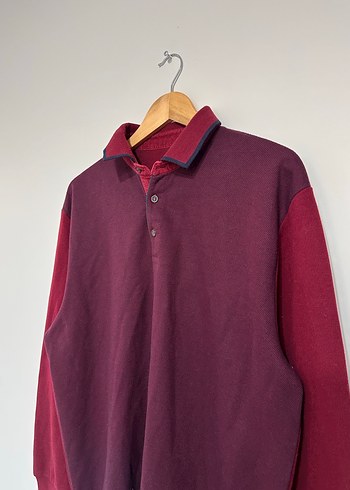 Bordo Düğmeli Erkek Sweatshirt - Görsel 2