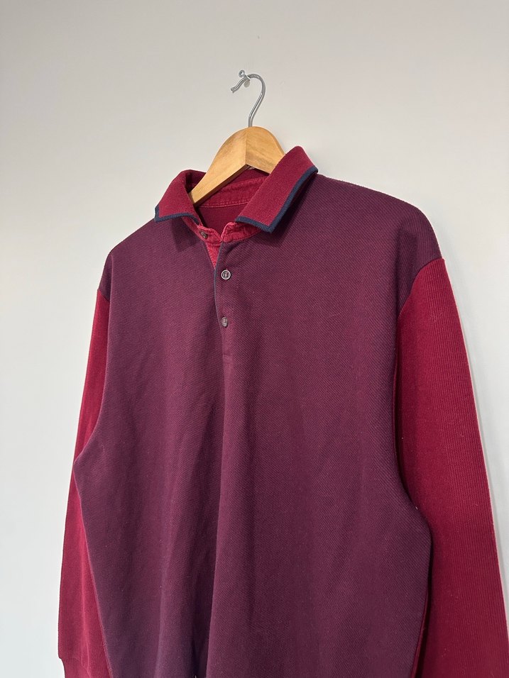 Bordo Düğmeli Erkek Sweatshirt - Görsel 2