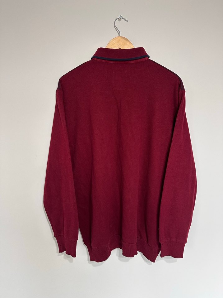 Bordo Düğmeli Erkek Sweatshirt - Görsel 5
