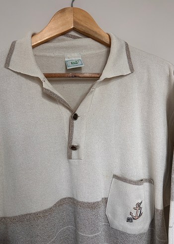 Erkek Bej Gri Çizgili Örgü Triko - Görsel 4