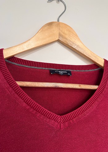 Bordo V Yaka Erkek Triko Kazak - Görsel 4