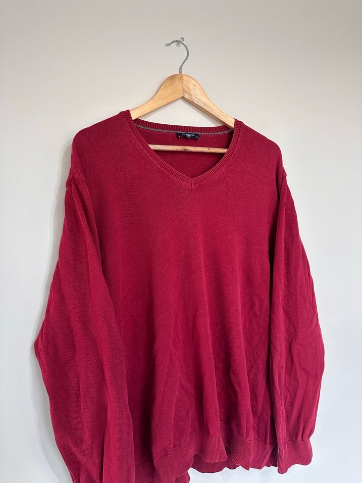 Bordo V Yaka Erkek Triko Kazak - Görsel 3