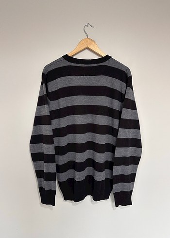 Gri Çizgili Erkek Triko Kazak - Görsel 5