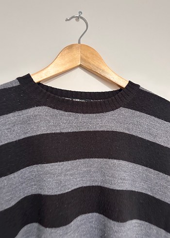 Gri Çizgili Erkek Triko Kazak - Görsel 4