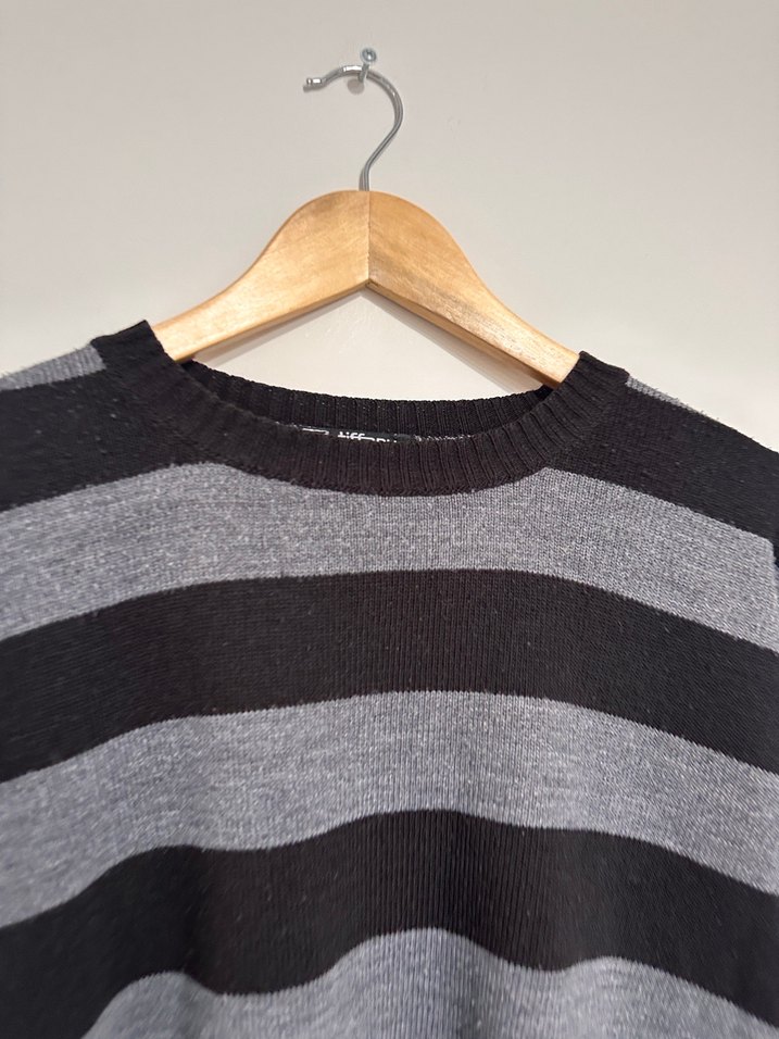 Gri Çizgili Erkek Triko Kazak - Görsel 4