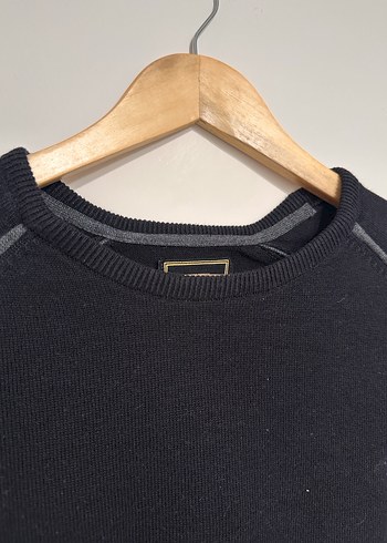 Siyah Erkek Yün Bisiklet Yaka Kazak - Görsel 4