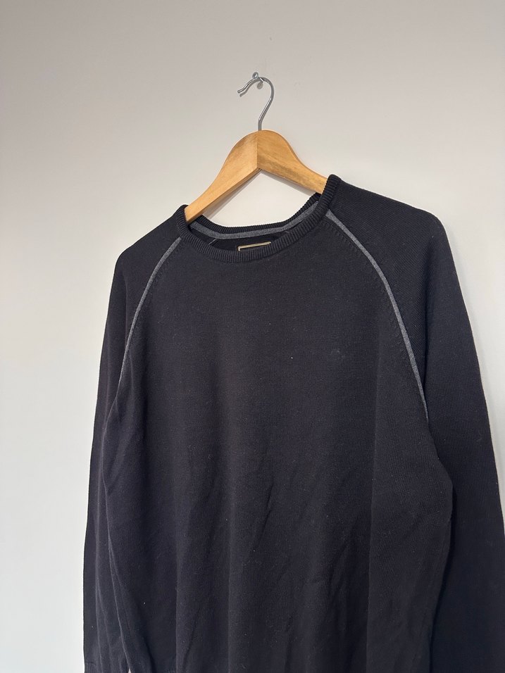 Siyah Erkek Yün Bisiklet Yaka Kazak - Görsel 2