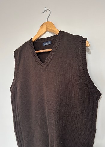 Erkek Kahverengi V Yaka Örme Süveter - Görsel 2