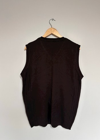 Erkek Kahverengi V Yaka Örme Süveter - Görsel 5