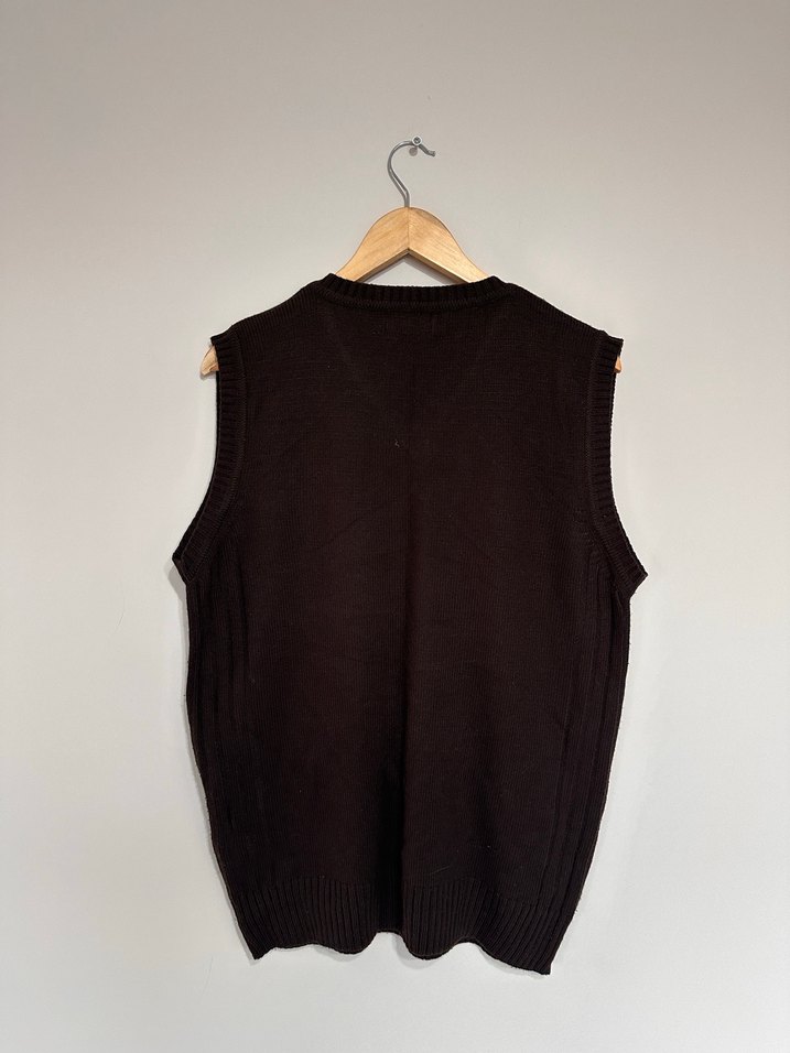 Erkek Kahverengi V Yaka Örme Süveter - Görsel 5