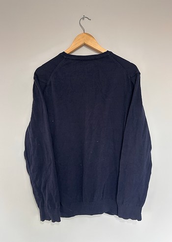 Erkek Lacivert V Yaka Denim Kazak - Görsel 5