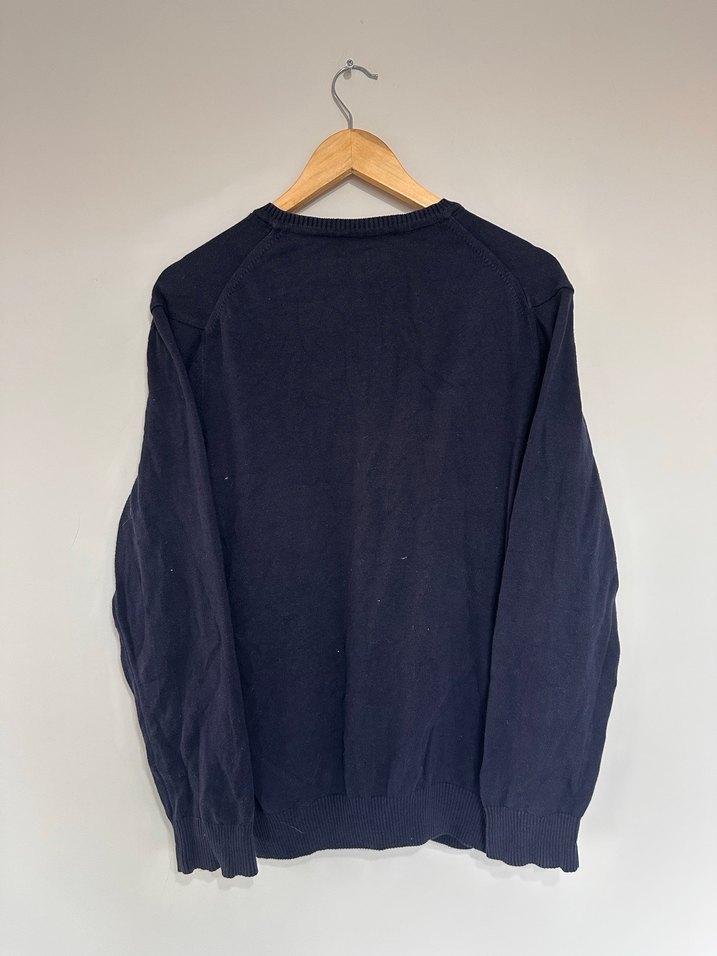 Erkek Lacivert V Yaka Denim Kazak - Görsel 5