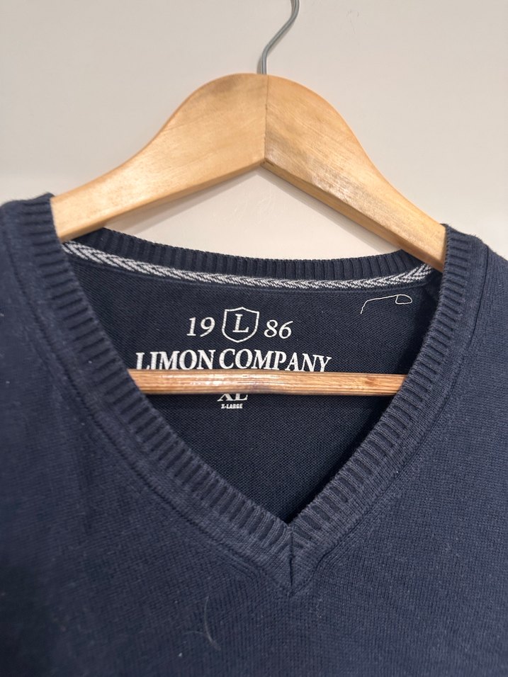 Erkek Lacivert V Yaka Denim Kazak - Görsel 4