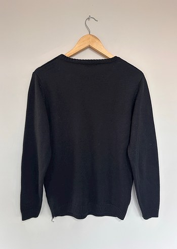 Siyah Kadın Örgü Yün Kazak - Görsel 5