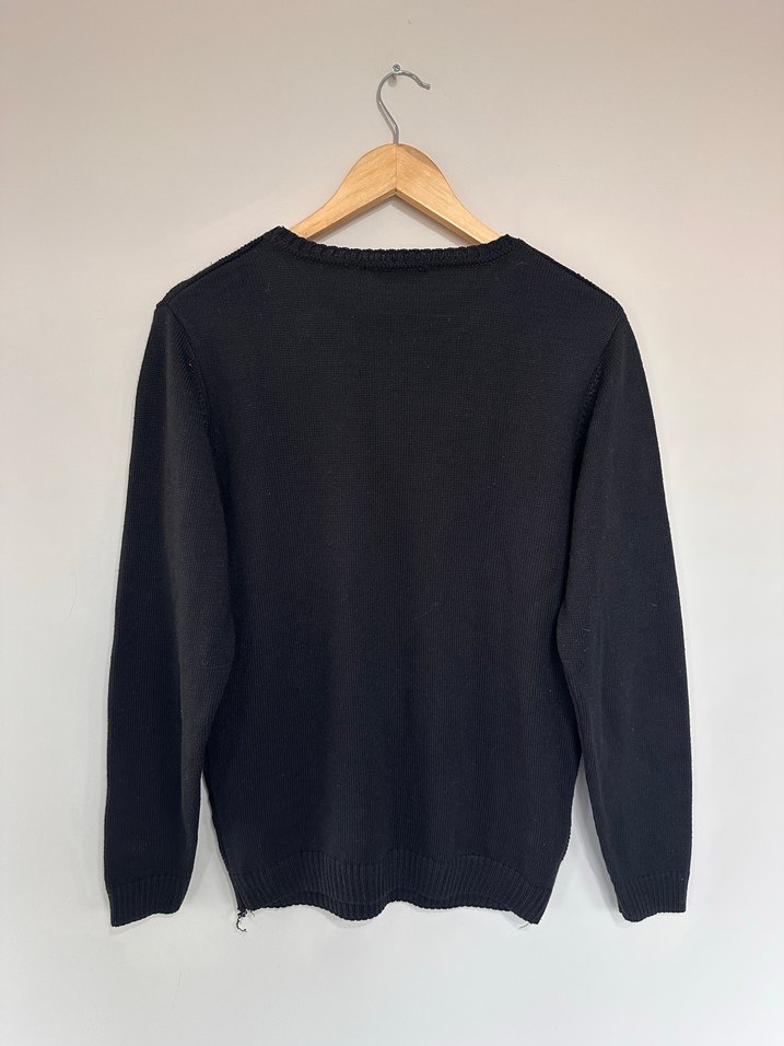 Siyah Kadın Örgü Yün Kazak - Görsel 5