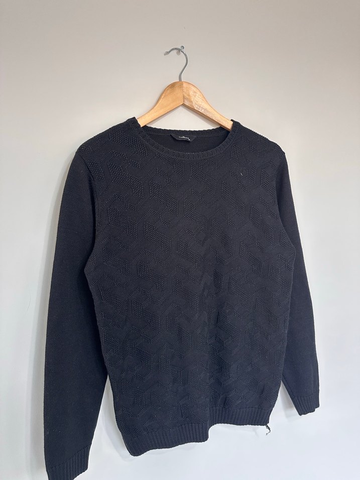 Siyah Kadın Örgü Yün Kazak - Görsel 3