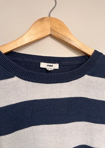 Çizgili Oversize Kadın Triko Kazak - Görsel 4