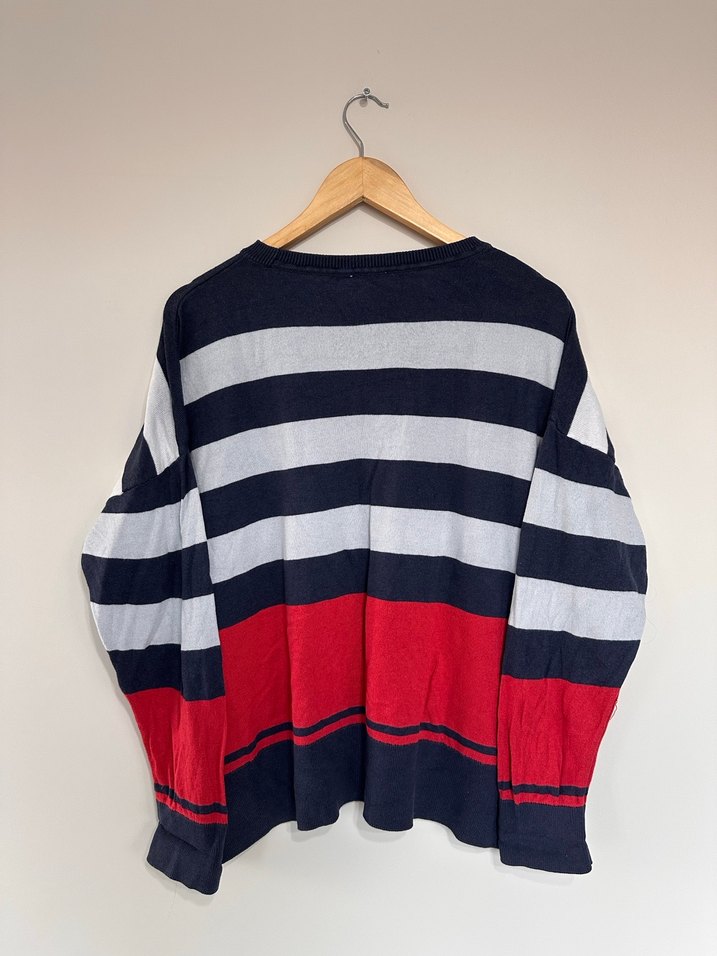 Çizgili Oversize Kadın Triko Kazak - Görsel 5