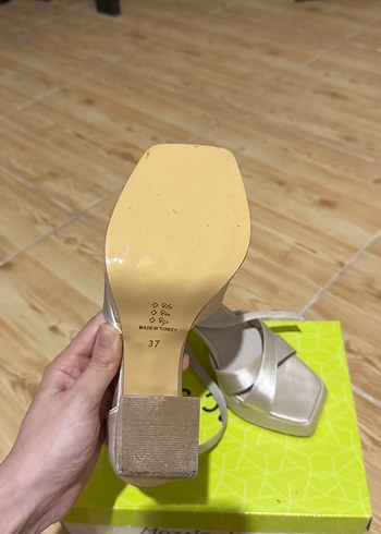 Saten krem rengi topuklu ayakkabı 11 cm - Görsel 3