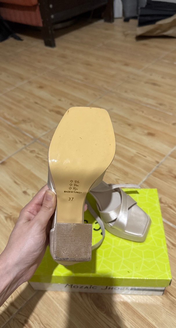 Saten krem rengi topuklu ayakkabı 11 cm - Görsel 3