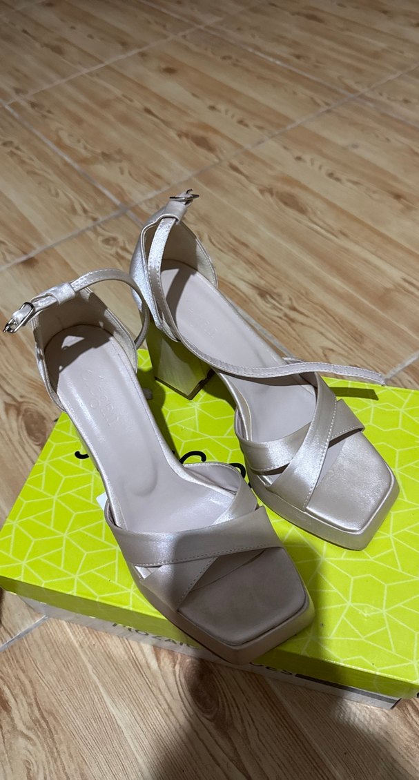 Saten krem rengi topuklu ayakkabı 11 cm - Görsel 4