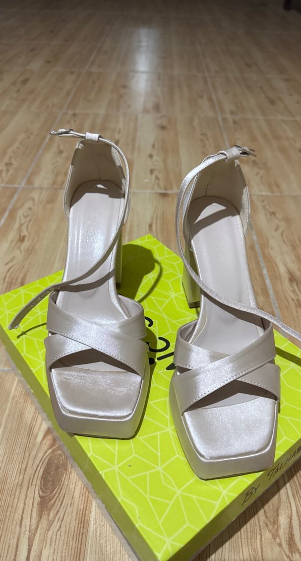 Saten krem rengi topuklu ayakkabı 11 cm - Görsel 2