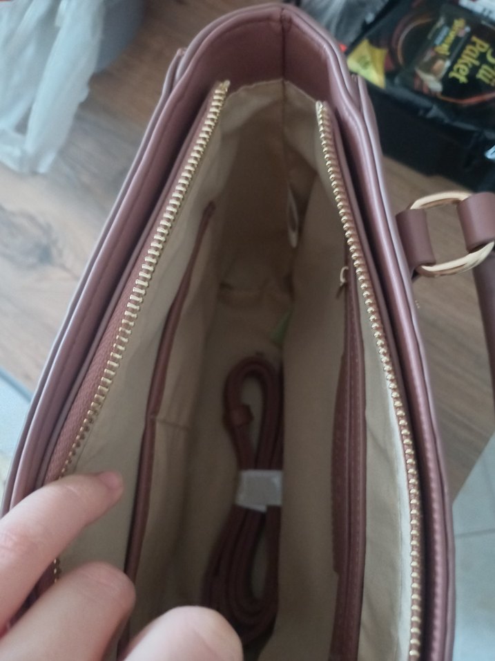 DERIMOD Bej Deri Kadın Omuz Çantası - Görsel 5