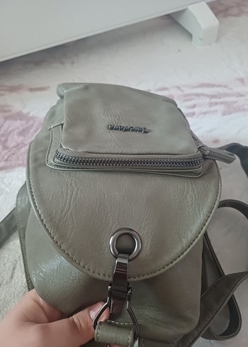 Bej Deri Kadın Sırt Çantası - Görsel 5