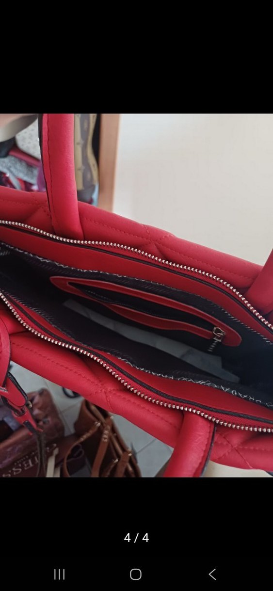 Prada Kırmızı Deri Kadın Çanta Fermuarlı - Görsel 3