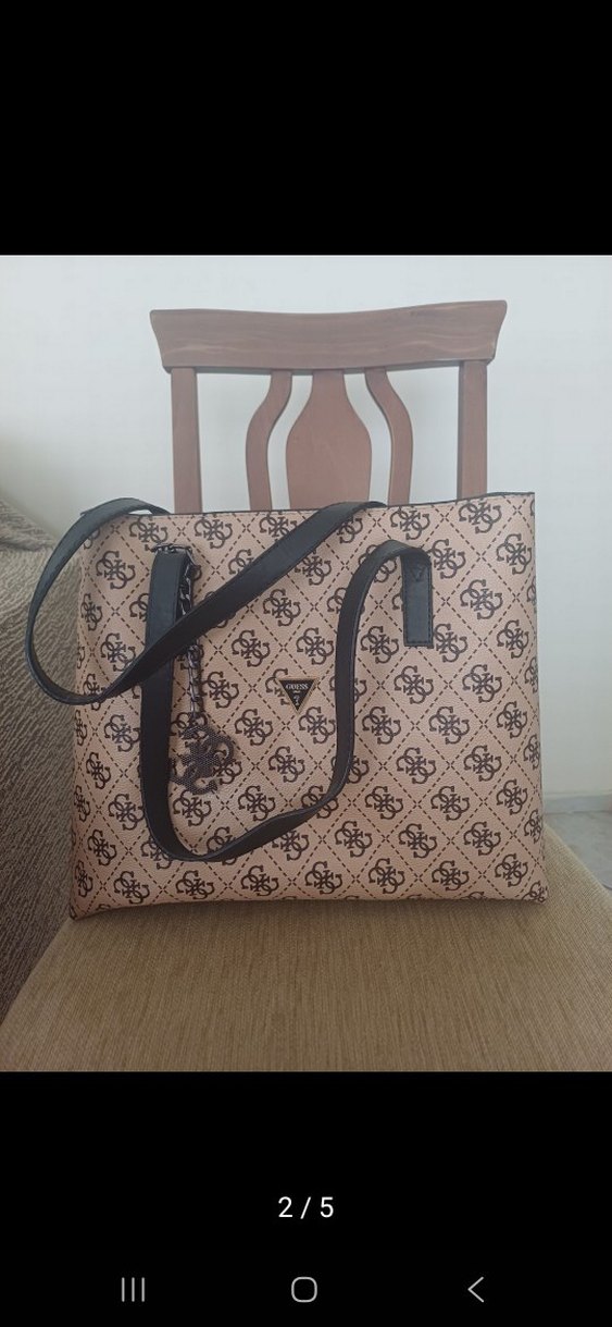 Guess Parlak Kahverengi Baskılı Kadın Çanta - Görsel 2