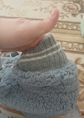 Penti Kadın Gri Örgü Ev Terliği Peluş - Görsel 5