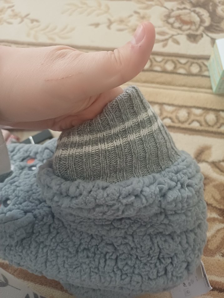 Penti Kadın Gri Örgü Ev Terliği Peluş - Görsel 5