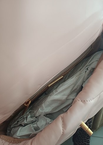 Pembe Zincir Detaylı Kadın Saten Çanta - Görsel 5