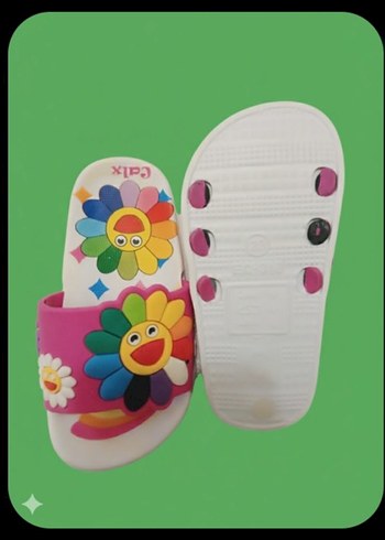 Çiçek Desenli Renkli Kız Çocuk Terliği - Görsel 2