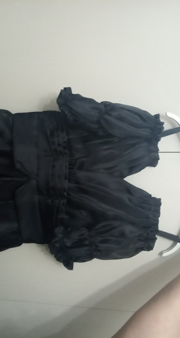 Kız Çocuk Siyah Straplez Fırfırlı Bolero - Görsel 2