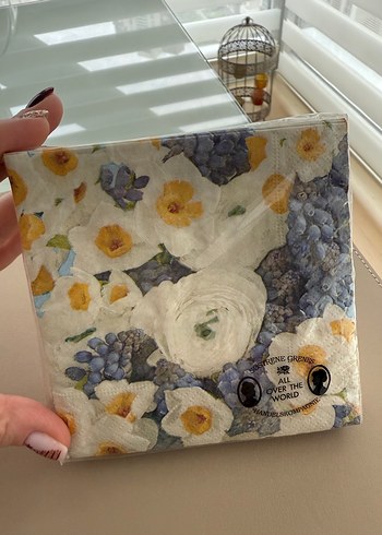 Çiçek Desenli Kâğıt Peçete - Görsel 4