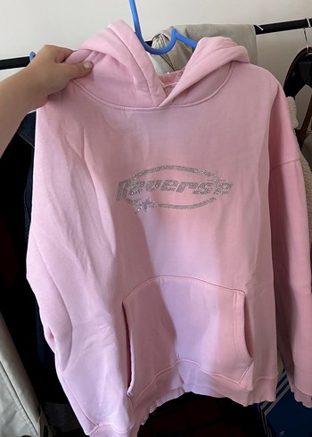 m Beden pembe Renk Pembe Kapüşonlu Oversize Sweatshirt
