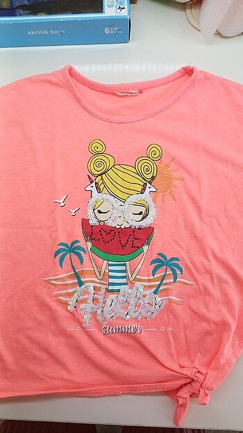 Defacto renkli,pullu kız çocuk t-shirt