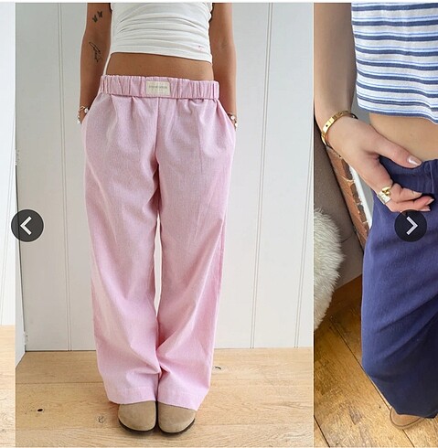 Bambu Pembe Çizgili Pinterest Pantolonu