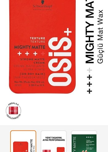 Schwarzkopf OSIS+ Mighty Matte Güçlü Mat Wax 100 ml