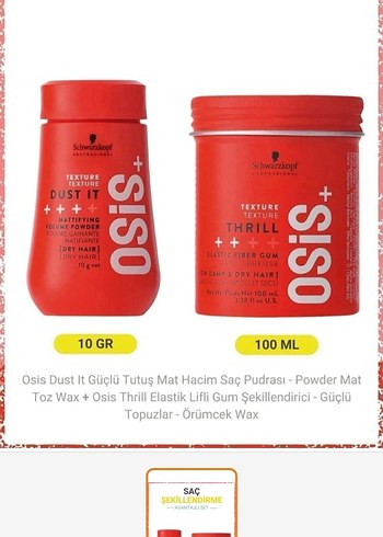 Osis+Dust It Mat Toz Saç Pudrası 10g + Thrill Elastik Lifli Gum