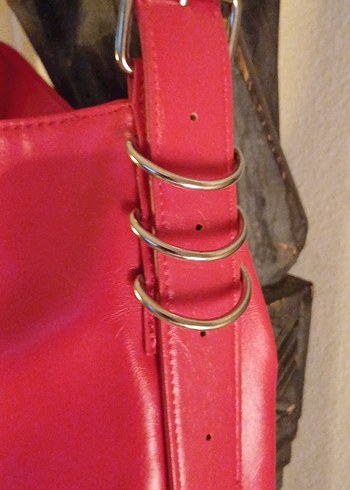  Beden Stradivarius Burgundy Kırmızı Suni Deri Tokalı Kadın Çanta
