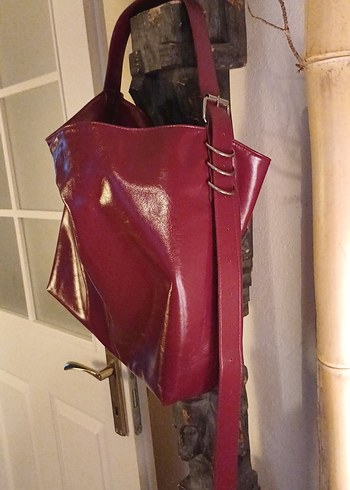 Stradivarius Stradivarius Burgundy Parlak Suni Deri Kadın Çanta