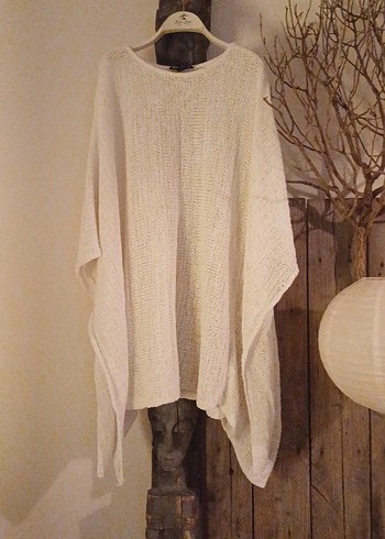 Zara Ekru Orgu Poncho