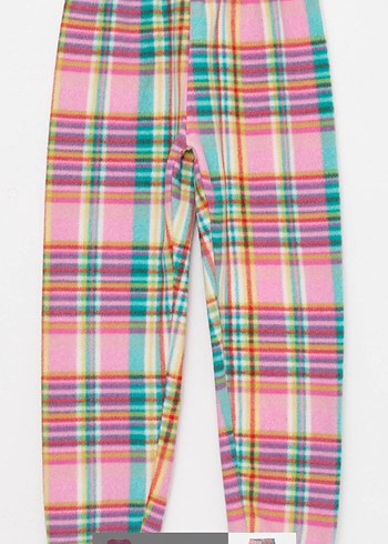 9 Yaş Beden Kız Çocuk Pembe Desenli Polar Pijama Takımı 9_10