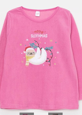 LC Waikiki Kız Çocuk Pembe Desenli Polar Pijama Takımı 9_10
