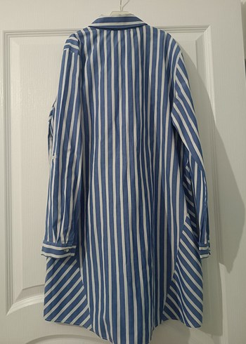 Mavi Çizgili Kadın Uzun Kollu Gömlek - Görsel 2